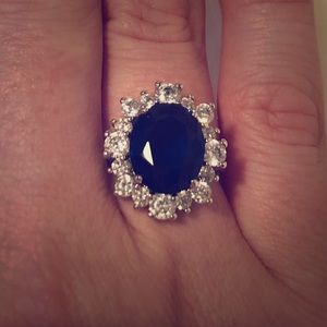 Sapphire and Diamond Imitation Ring